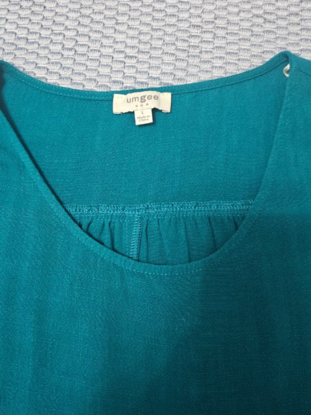 Umgee Teal Fringed Midi Boho Beachy Dress Linen Blend Coastal Women's Size Large - Picture 4 of 7